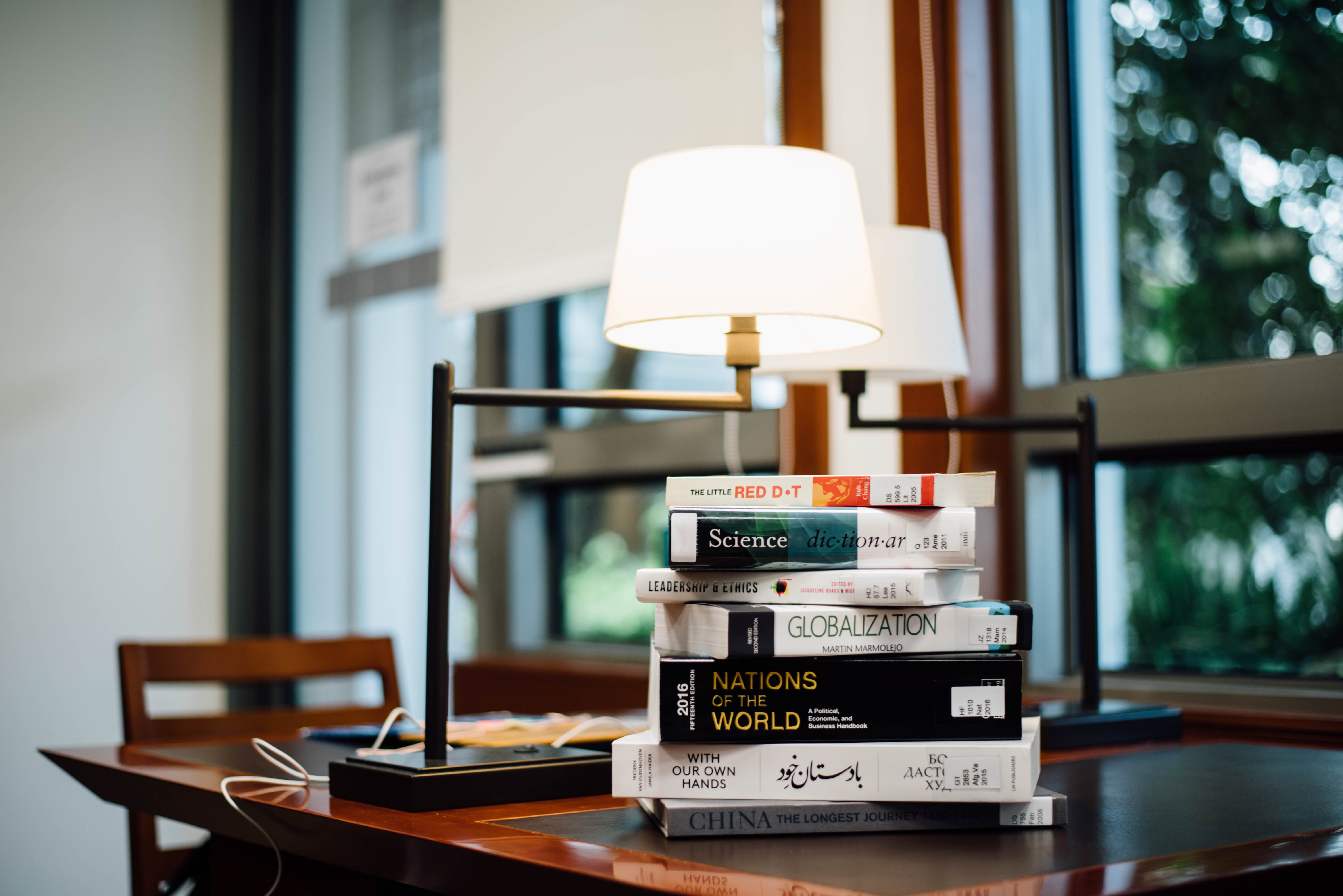 stack of textbooks