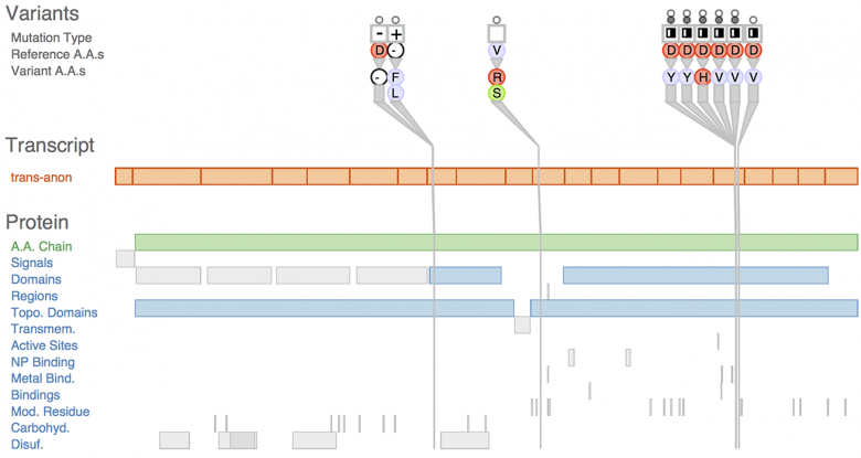 Visualization of genomic sequence variant data, in collaboration with researchers studying the genetic origins of leukemia at BC Cancer.